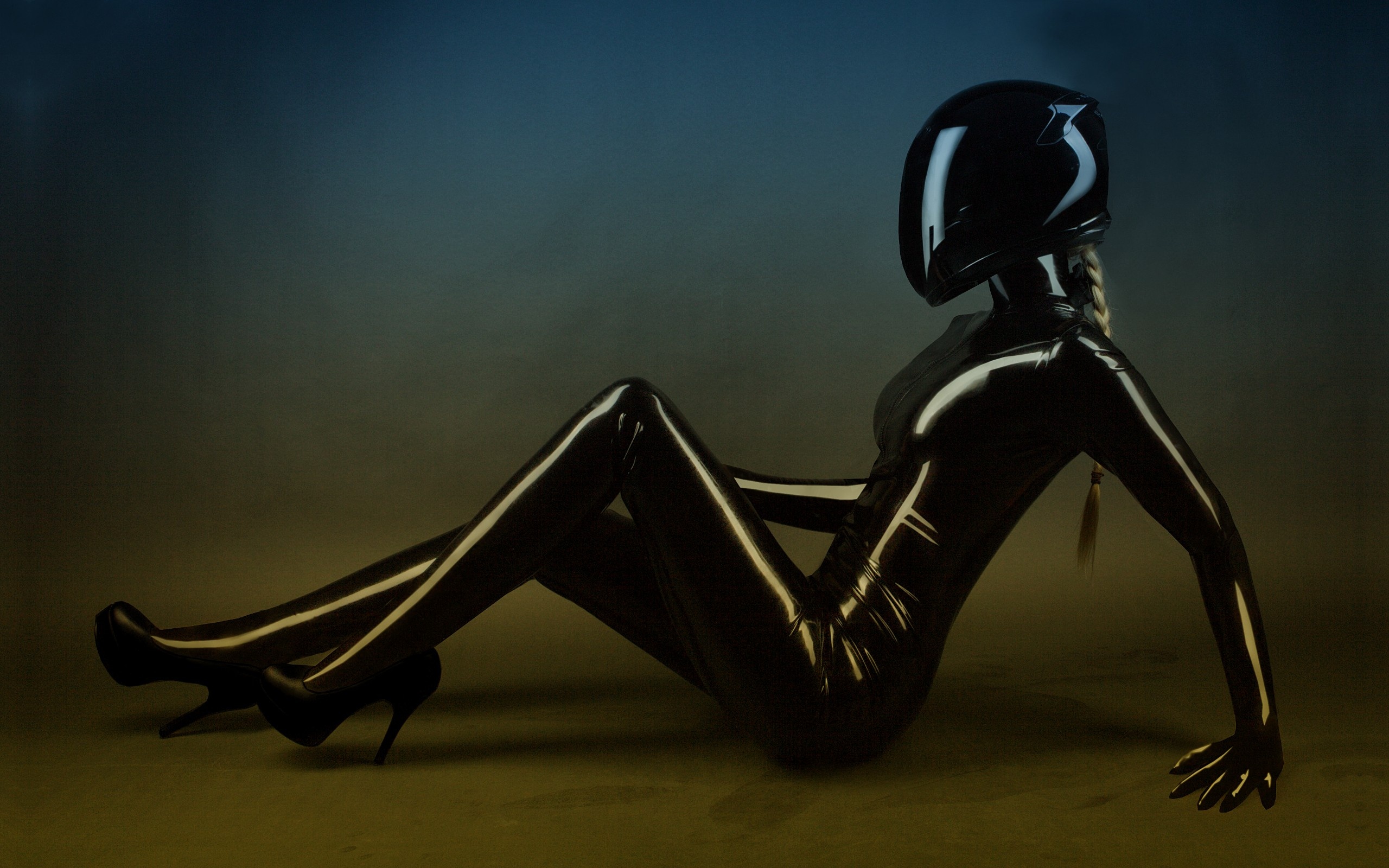 Wallpaper Blonde 3d Babe Virtual Sexy Babe Sitting Black Helmet