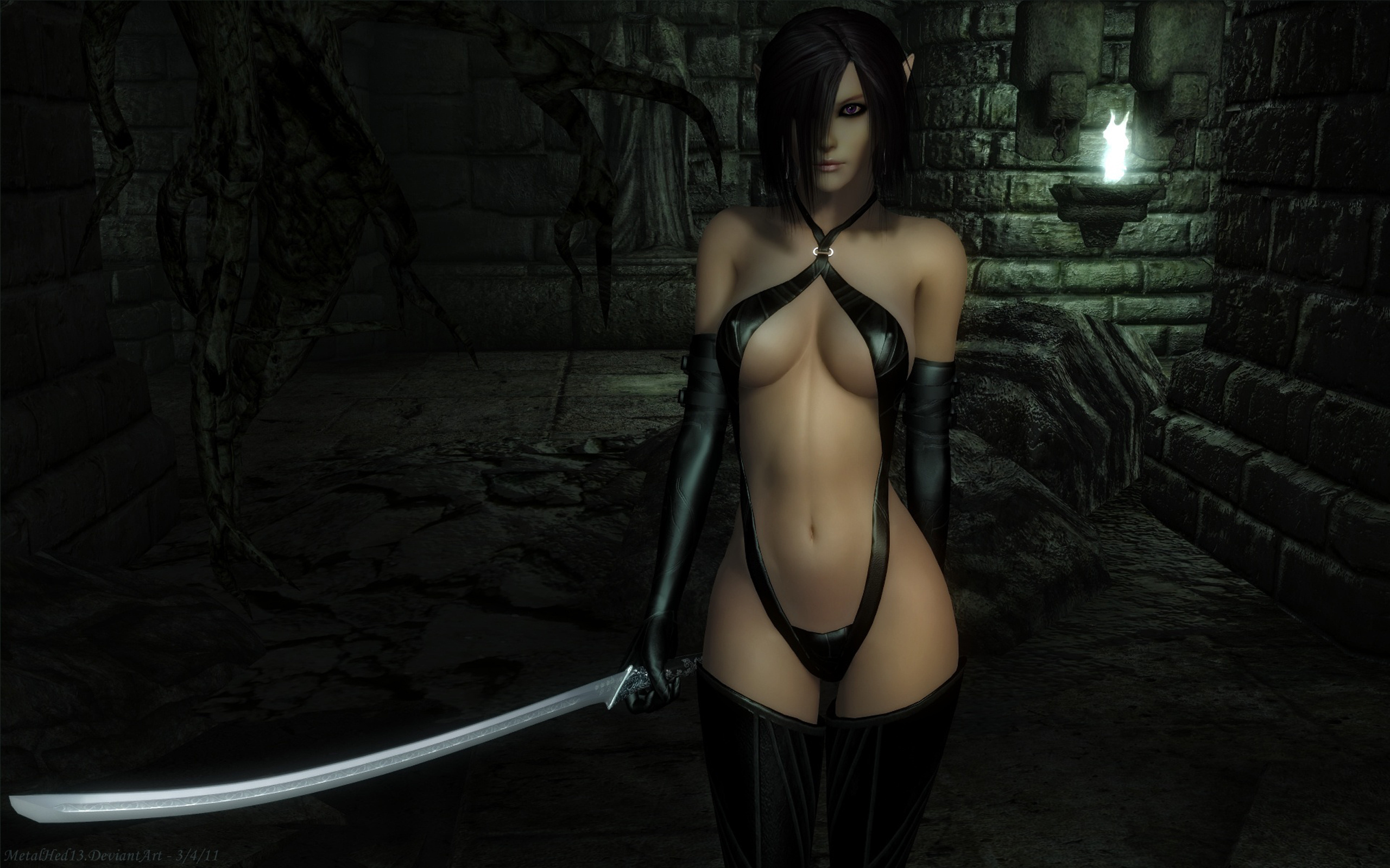 fantasy, girl, sexy, teen, sexy body, dark, artwork, cool, elf, evil, hot, cute, latex, boobs, boobies