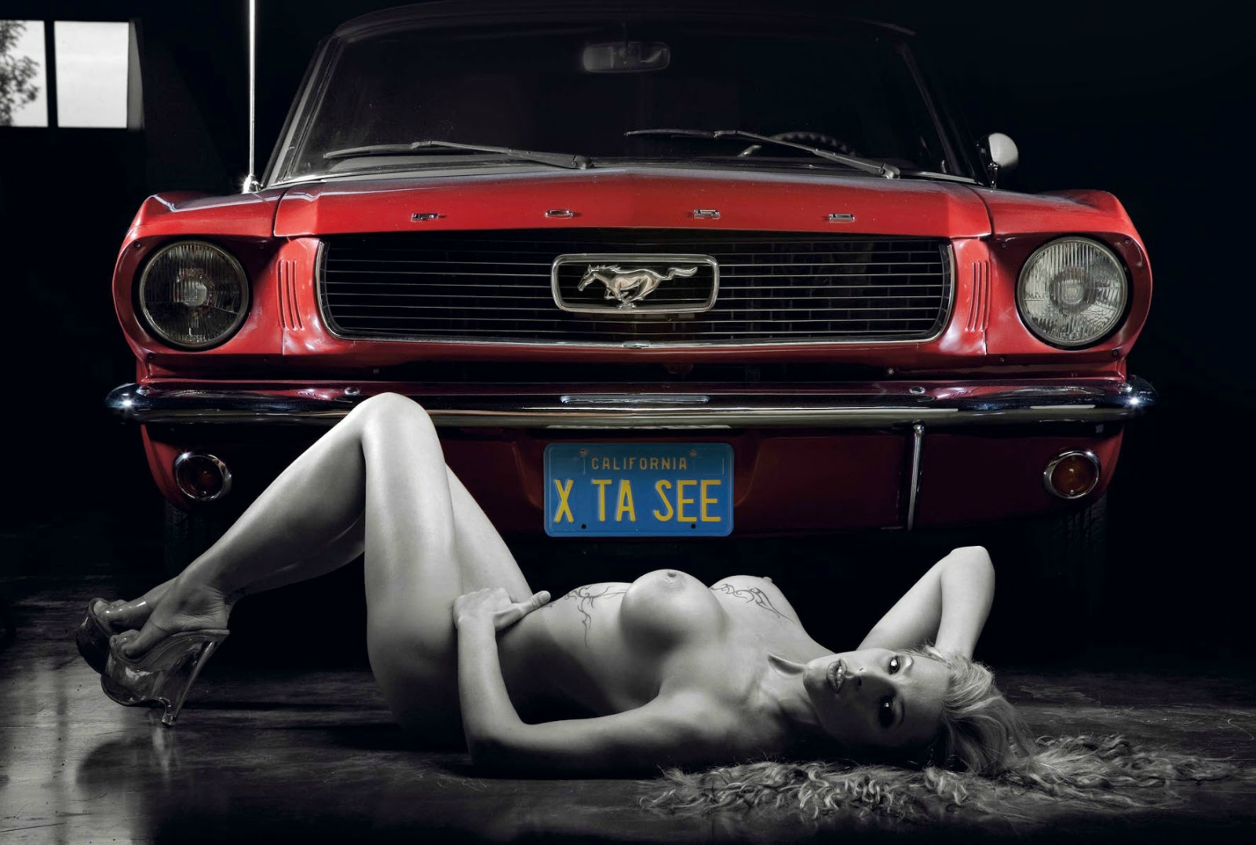 Wallpaper Floor Long Hair Classic Mustang Nude Beauty Boobs Ford