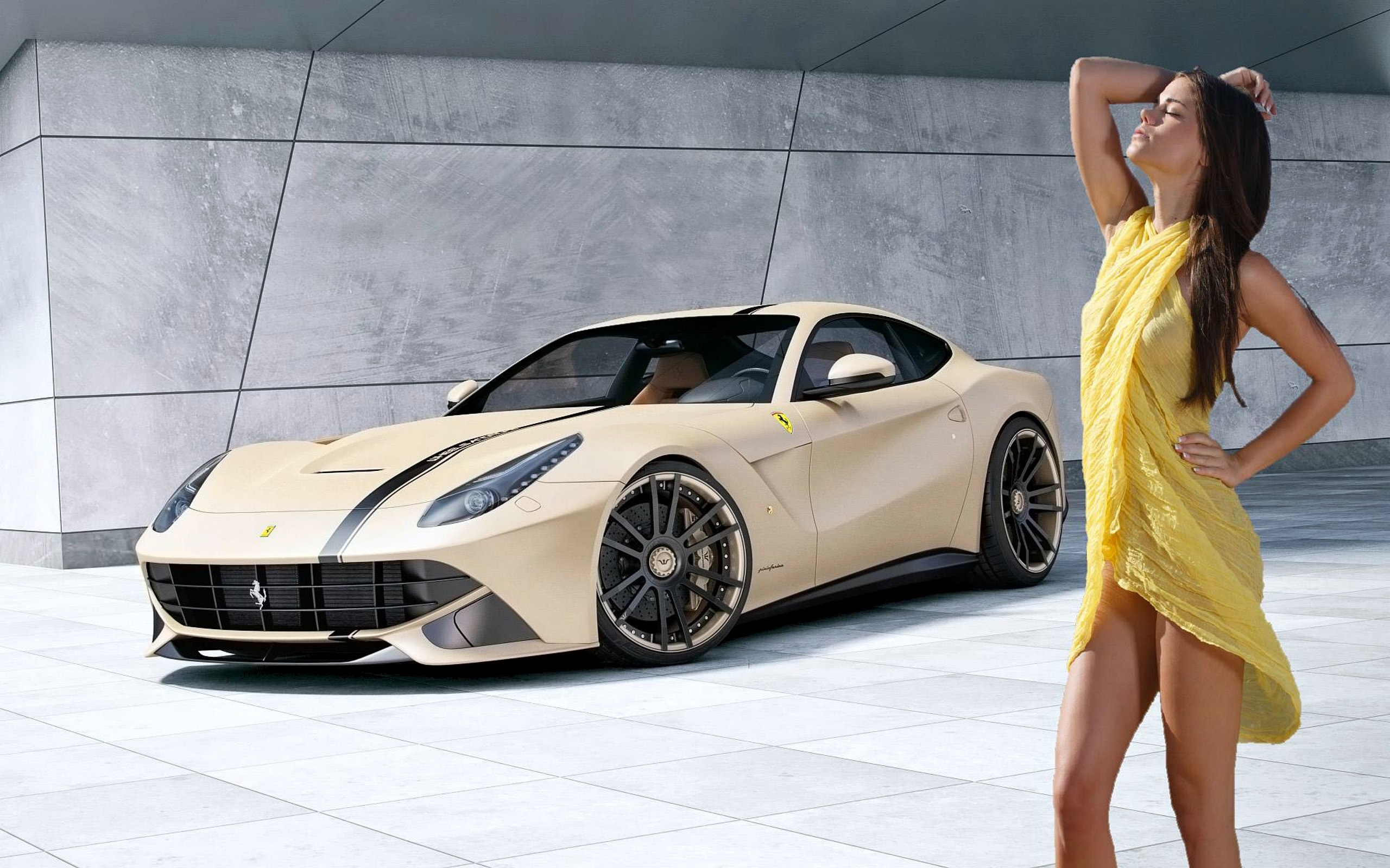 caprice, model, brunette, see through dress, ferrari, white, legs, little caprice