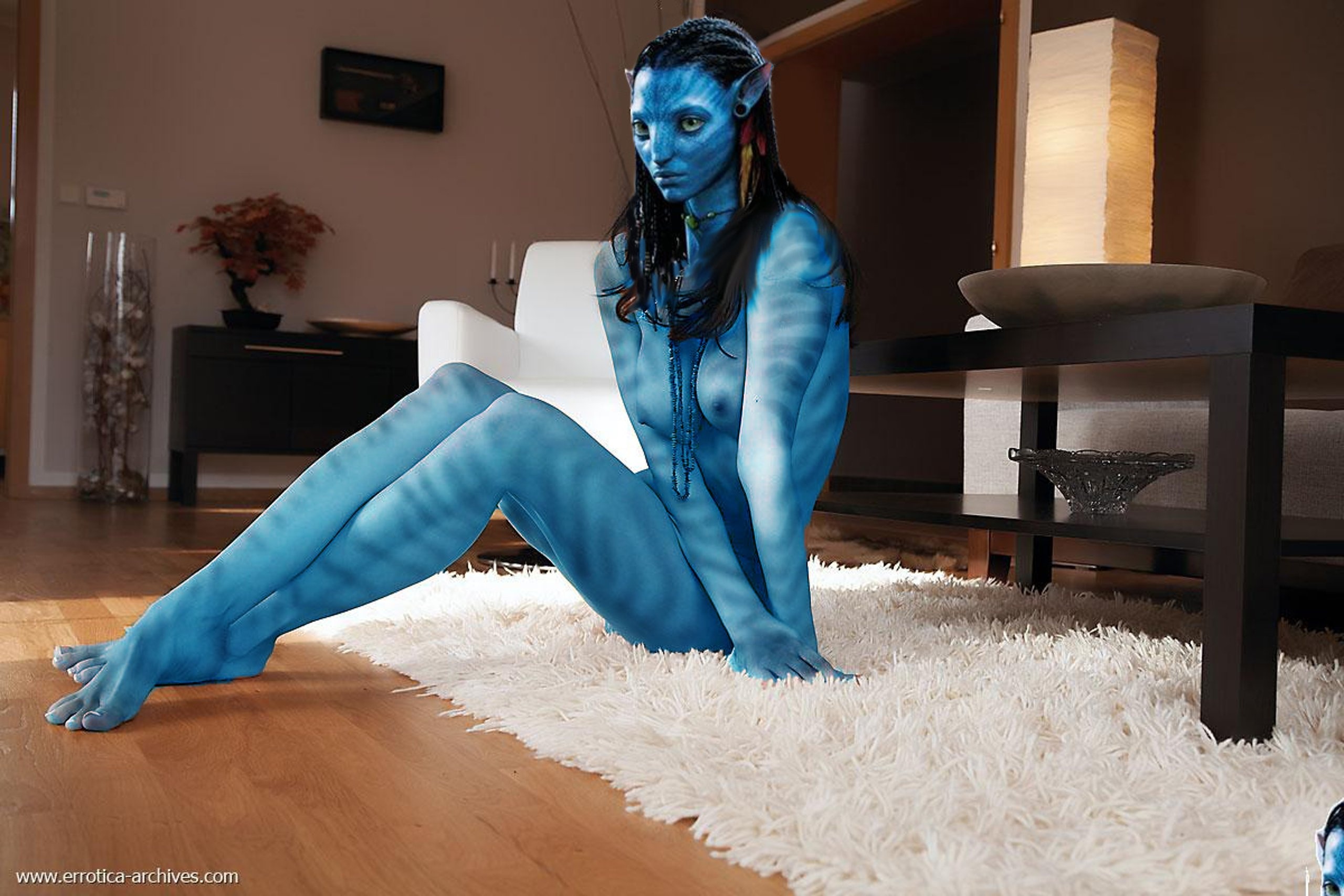 Wallpaper avatar, nude, naked, carpet, living, room, fantasy, girl, elf,  creature, something, :), no!, slim, na'vi, lien whore, blue skin, erotic,  boobs, boobies, tits, blue tits, hooters desktop wallpaper - Fantasy Girls -