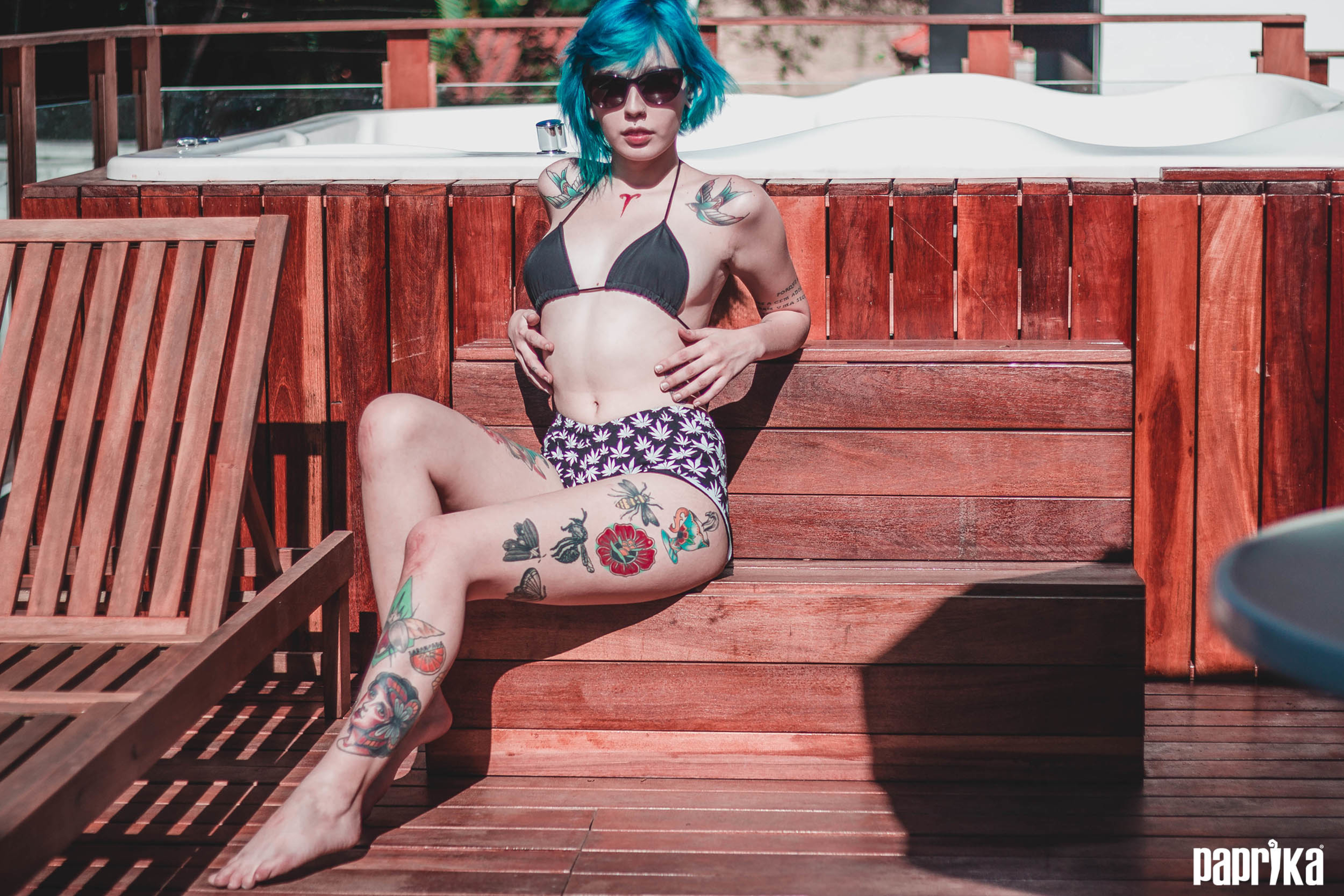 ana vohs, non nude, tattoo, sunglasses, bikini, legs