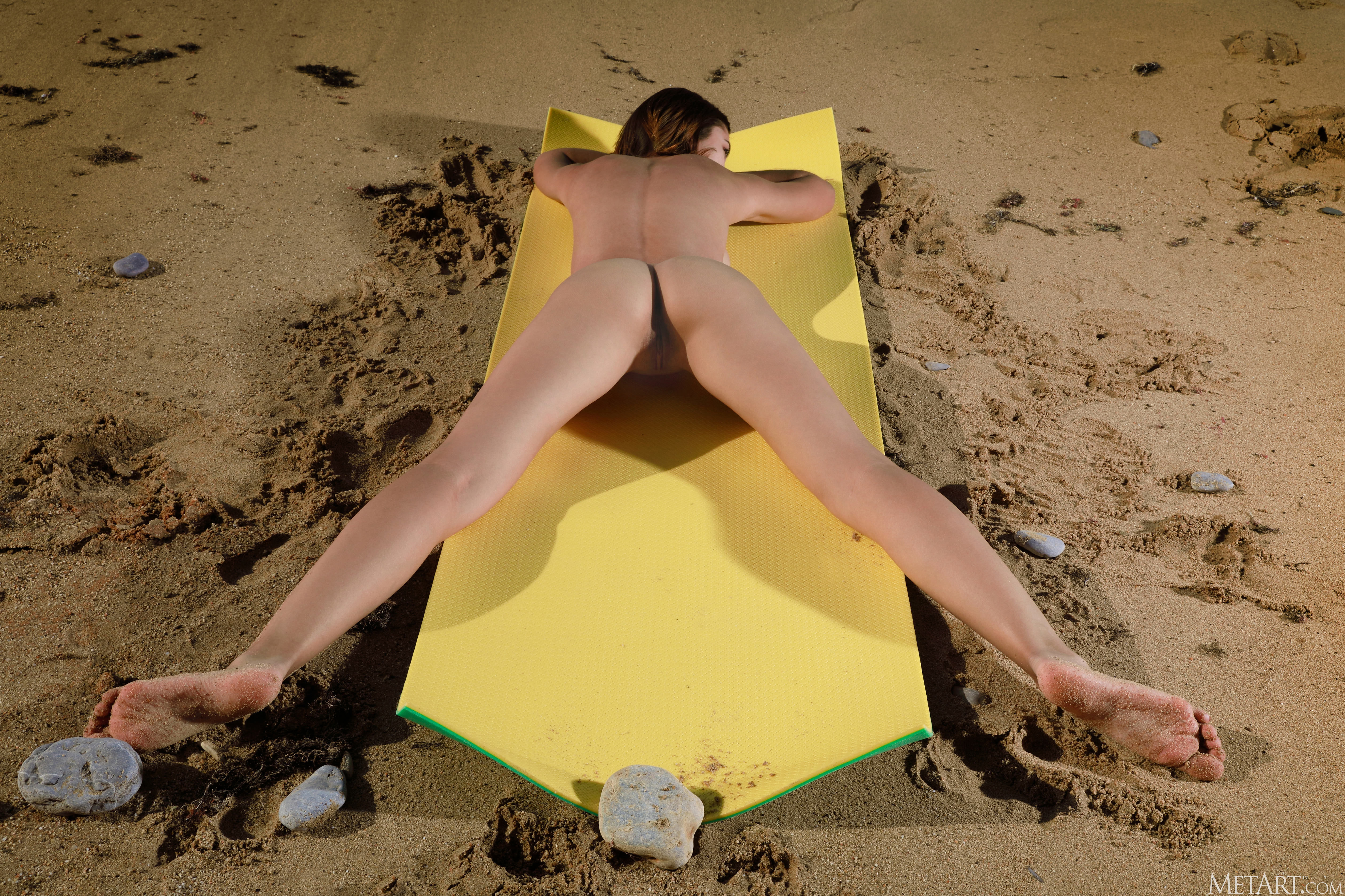 dzhili, ukraine, brunette, beach, spread legs, naked, labia, shaved pussy, pussy, ass