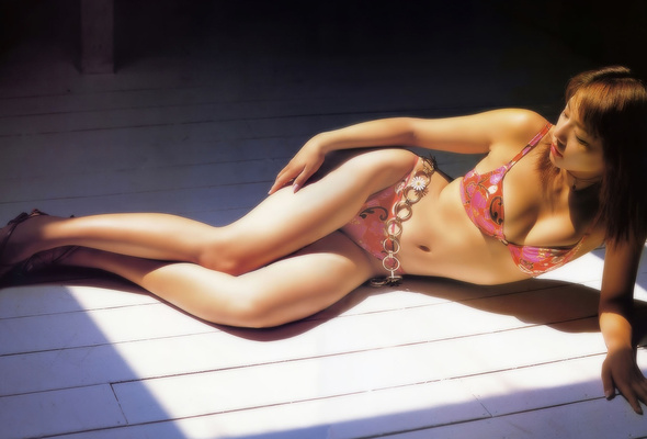 asian, lingerie, redhead, long hair, sexy, bikini