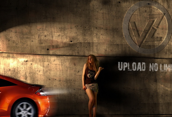 car, blonde, skirt, wall