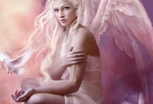 fantasy, blonde, wings, angel