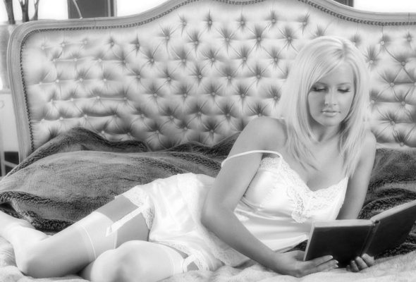 blonde, lingerie, book