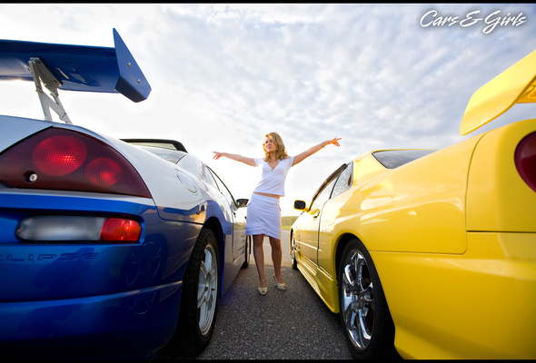 blonde, car, nissan, non nude, white dress