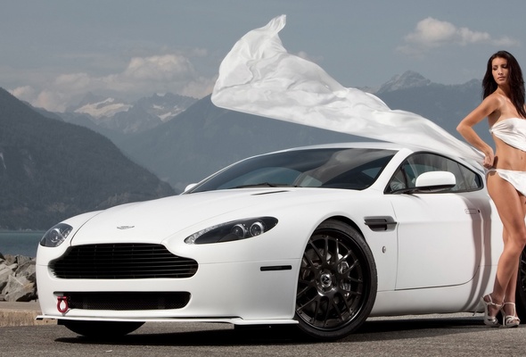 brunette, aston martin, lingerie, long hair, skinny, delicious, sexy, perfect girl, aston martin, vantage, hellvellyn frost