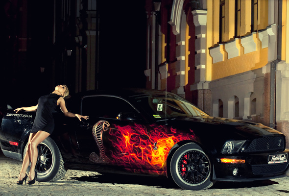 blonde, dress, car