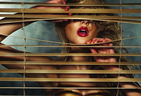 lips, red lips, blinds, hot, sexy