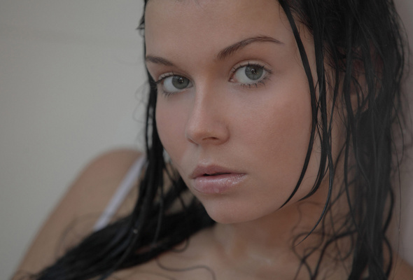 face, lips, eyes, brunette, wet, gianna