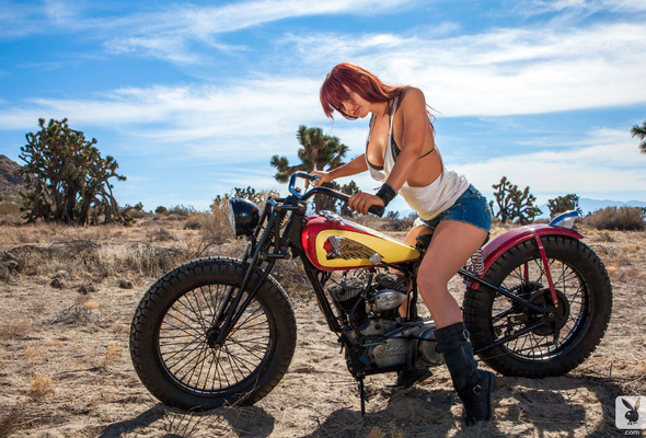 bike, outdoors, veronica ricci, playboy, motorcycle