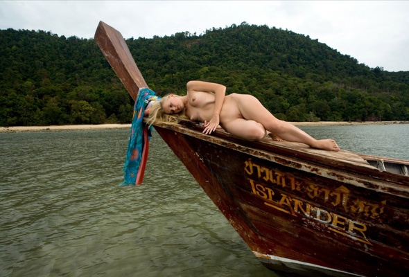 thailand, boat, nude, girl, tits, legs, sea, beach, naturel