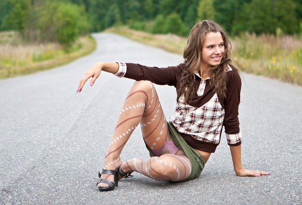 girl, sexy, pantyhose, legs, road, outdoor, sandra, upskirt, skinny, small tits, tiny tits, perfect girl, sexy, delicious, sandra orlov