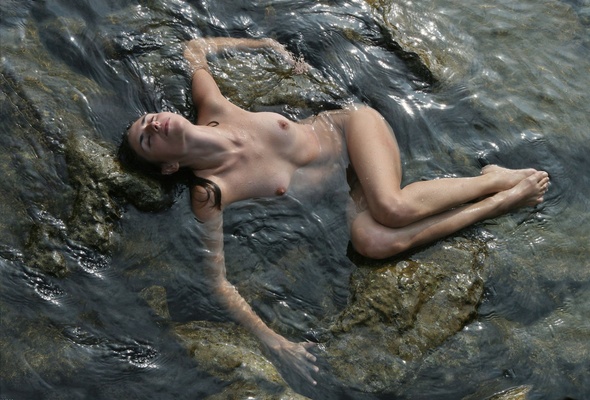 brunette, nude, beach, sexy, rocks, outdoor, naked, sexy, cute, erotic