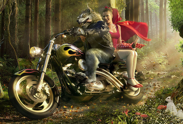 stockings, girl, come to fuck, bike, fantasy, little red riding hood, big bad wolf, rabbit, forest, weekend