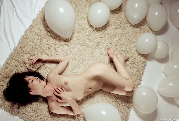 airy, amberlina, solo, teen, nipples, natural tits, pussy, brunette, balloons