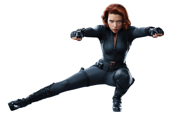 scarlett johansson, redhead, actress, sexy babe, hollywood, black, catsuit, leather, boots, gloves, black widow, movie, character, personality, scarlett, the avengers, natasha romanoff, hi-q, fetish babe, real celebs wall, tight clothes