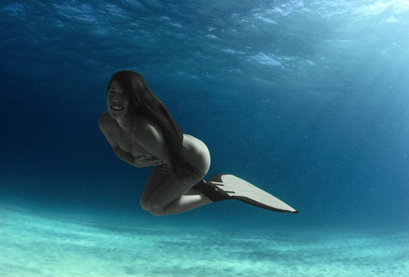 sexy, cute, delicious, brunette, mermaid, nude, underwater, holding chest, bra, strategic covering, asian, long hair, diving, skinny, delicious, perfect girl