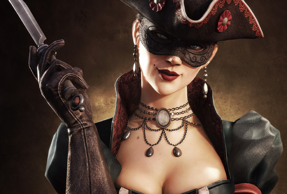 sexy, cute, delicious, 3d, graphics, pirate, blue eyes, knife, assassins creed iv black flag, pirate hat