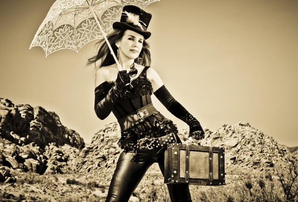 brunette, model, sexy babe, posing, sexy dressed, shiny, leggings, belt, corset, gloves, hat, umbrella, black and white, retro, pin up style, b&w, skinny, delicious, sexy, hi-q