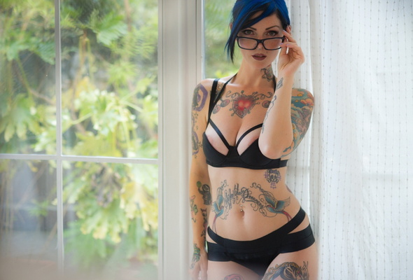 riae, petite, cute, model, skinny, delicious, sexy, piercing, tattoo, perfect girl, glasses, perfect body, lingerie, tattoos, sexy babe, erotic, body art, sexy babe, suicide girls, lingerie series, riae suicide, blue hair