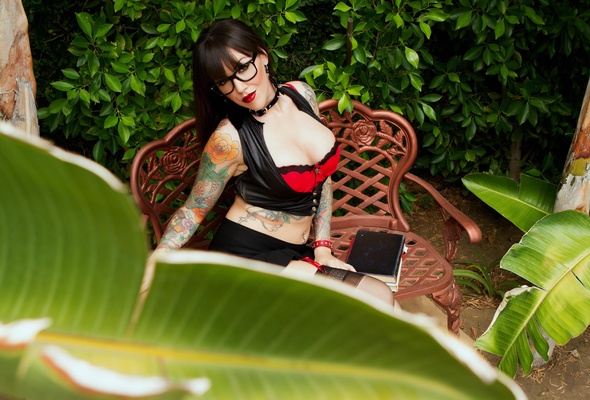 emily parker, american, pornactress, adult model, brunette, sexy babe, posing, outdoor, sexy, decollete, sexy dressed, tattoo, long hair, glasses, erotic, pin up style, tattoos, hi-q