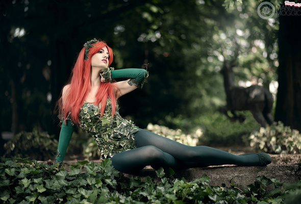 petite, cute, model, redhead, long hair, outdoor, skinny, delicious, sexy, perfect girl, nylon, collant, pantyhose, cosplay, poison ivy, rebecca
