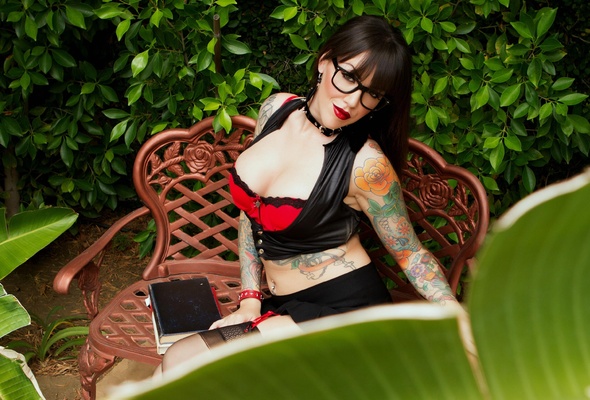 emily parker, american, pornactress, adult model, brunette, sexy babe, posing, outdoor, sexy, decollete, sexy dressed, tattoo, long hair, glasses, erotic, pin up style, tattoos, hi-q, re-cut, re-up, close up