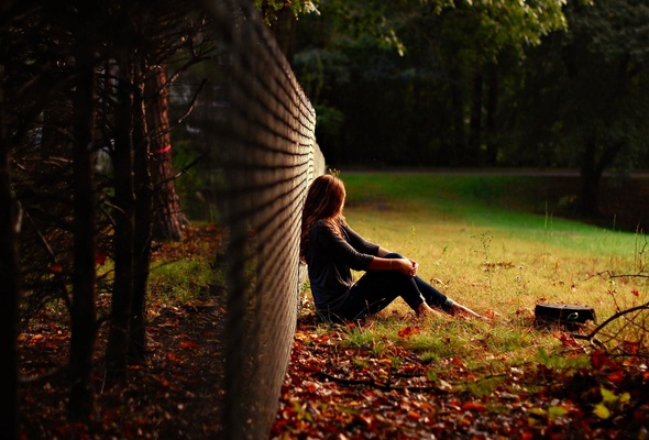 girl, autum, outdoor, forrest, grass