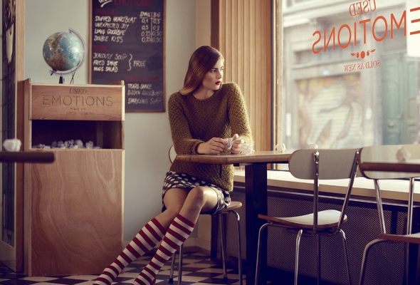 restaurant, girl, skirt, legs, redhead, socks, hair, model, amazing, beautiful, perfect, gorgeous, style, fashion