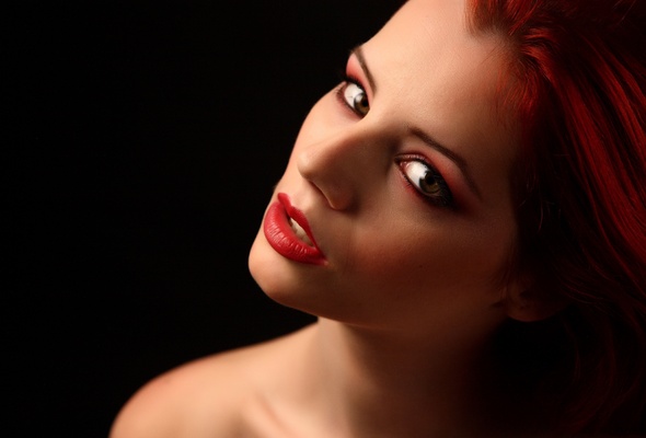 ariel, ariel piper fawn, model, glamour, redhead, sexy, beauty, face, eyes, red, lips, perfect, hot, beautiful, amazing, gorgeous, red hair, charm, dark, hi-q, close up, minimalist wall, background, close-up