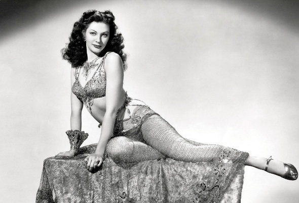 yvonne de carlo, canadian, american, actress, brunette, sexy babe, long hair, hollywood, glamour, posing, sitting, sexy dressed, fantasy, oriental, femme, sexy attitude, retro, yvonne, black and white, b&w, celebrity, lingerie series