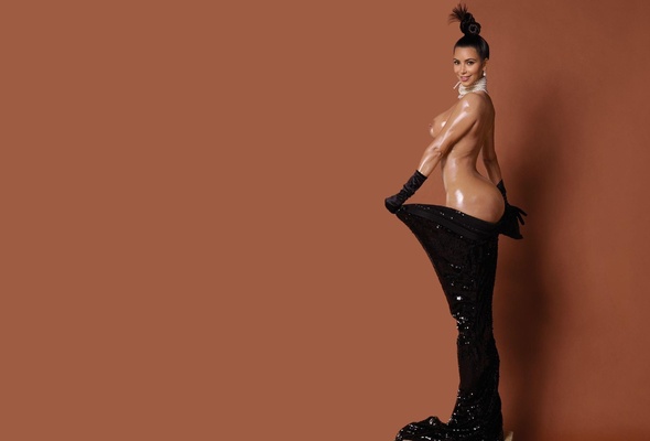 kim kardashian, american, starlet, model, celebrity, exotic, brunette, busty, sexy babe, long hair, posing, undressing, black, robe, oily, body, smile, flashing, nice rack, sexy ass, big booty babe, minimalist wall, own cut, kim, paper mag, real