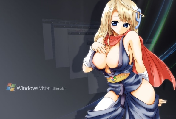 blonde, blue eys, hentai, long hair, desktop wallpaper, big boobs