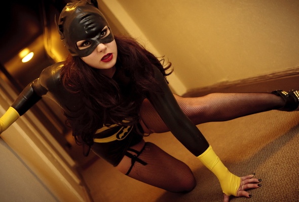 ivy pearl, british, alternative, glamour, cosplayer, model, redhead, slim, sexy babe, long hair, erotic, red lips, tight clothes, latex, body, mask, cosplay, batgirl, erotic, fishnet, stockings, legs, high heels, pin up style, hi-q, fetish babe