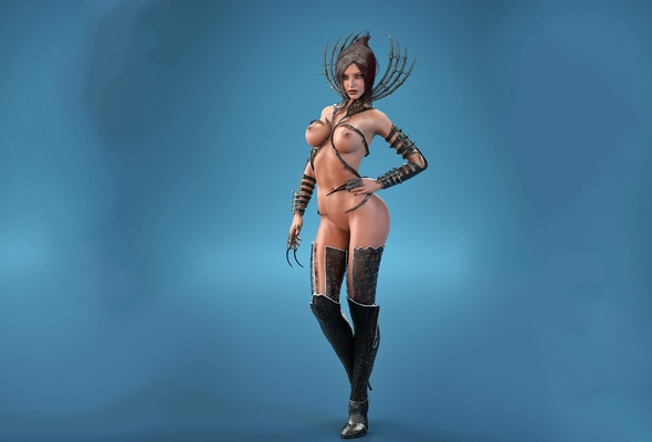 3d Fantasy Girl Nude - Wallpaper 3d, girl, black haired, naked, art, sexy, big ...