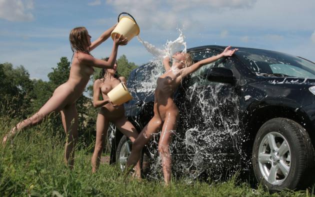 toyota, nude girls, wash, bucket, rav4, car wash, wet, three, tits, 3 babes, girl girl pics