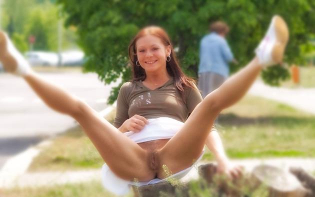 pussy, hairy, spread, outdoor, exhibitionist, upskirt, spreading legs, haired pussy