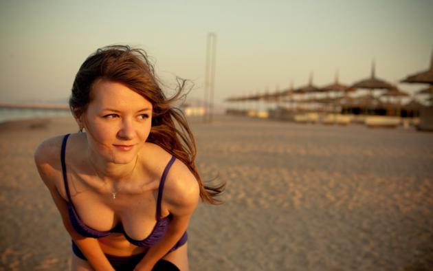 bra, face, outdoor, amateur, beach, brunette