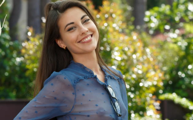 lorena b, metart, brunette, smile, see through