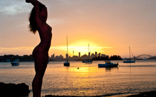 silhouette, nude, naked, sunset, sydney, australia, tits, yacht, boat