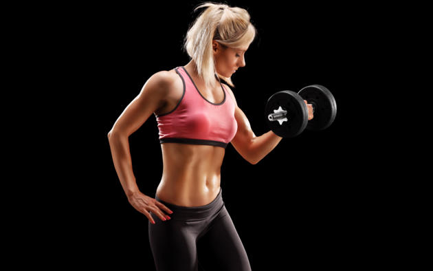 fittness, blonde, dumbbell, weights, gym, sporty, sexy, hi-q