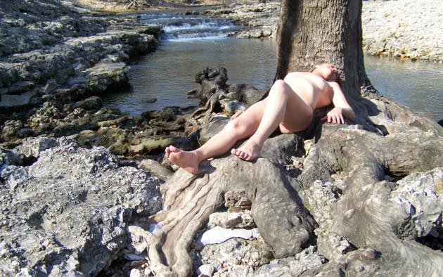 nude, tree, water, feet, legs, tits, naked, public, amateur