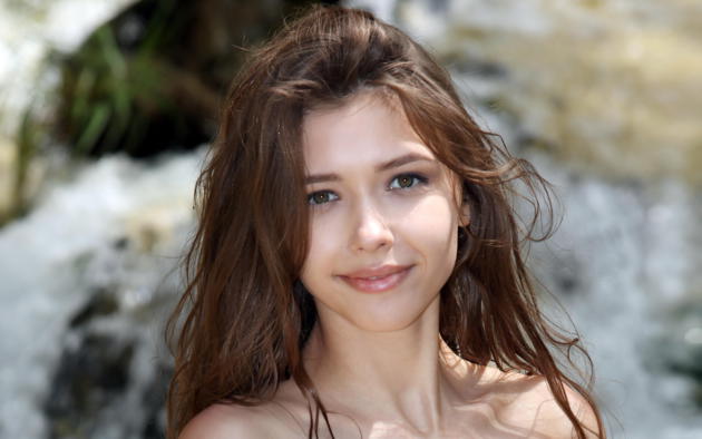 mila, mila azul, brunette, water fun, teen, young, waterfall, face, eyes, mia i, milla, milla d, milla y, milla azul