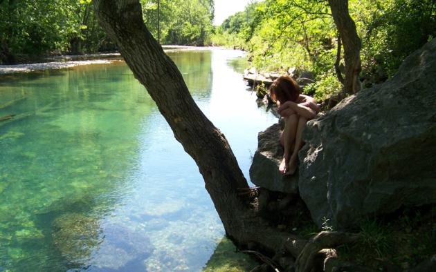 naked, stream, beautiful, legs, feet, portrait, river, amateur