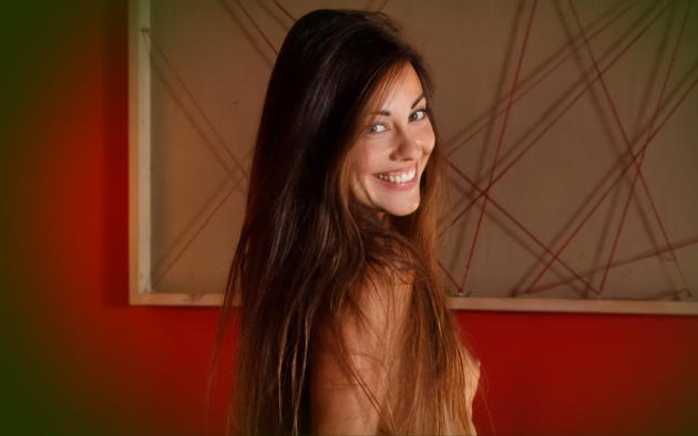 lorena b, red alert, long hair, smile, nude