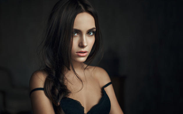 kseniya klimenko, model, pretty, babe, brunette, russian, sensual lips, bra, beautiful, face, 4k