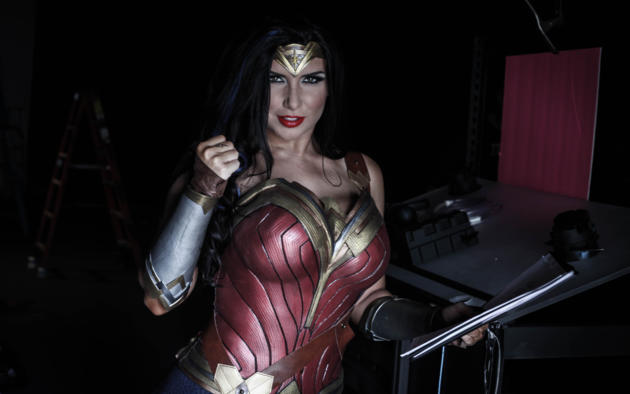 romi rain, wonder woman, cosplay, pornstar, brunette, wonderwoman, curvy, hi-q, dc comics, american